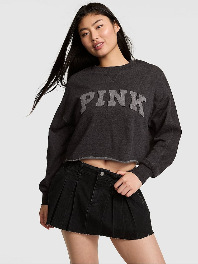 Victoria's Secret Pink Charcoal Heather Grey Sweatshirt - Image 1 of 2