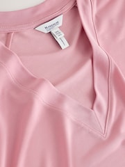 Pink V-Neck Premium Modal Short Sleeve Top - Image 2 of 3