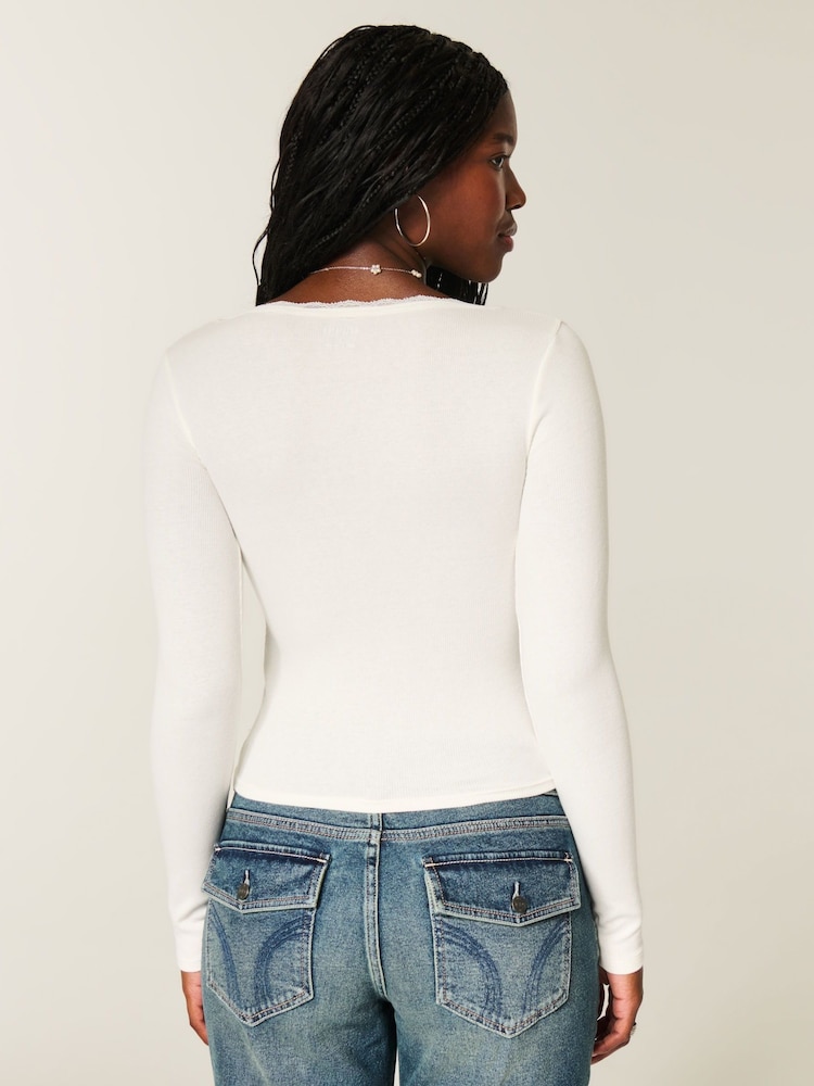Hollister Lace Trim Wrap Top - Image 2 of 4