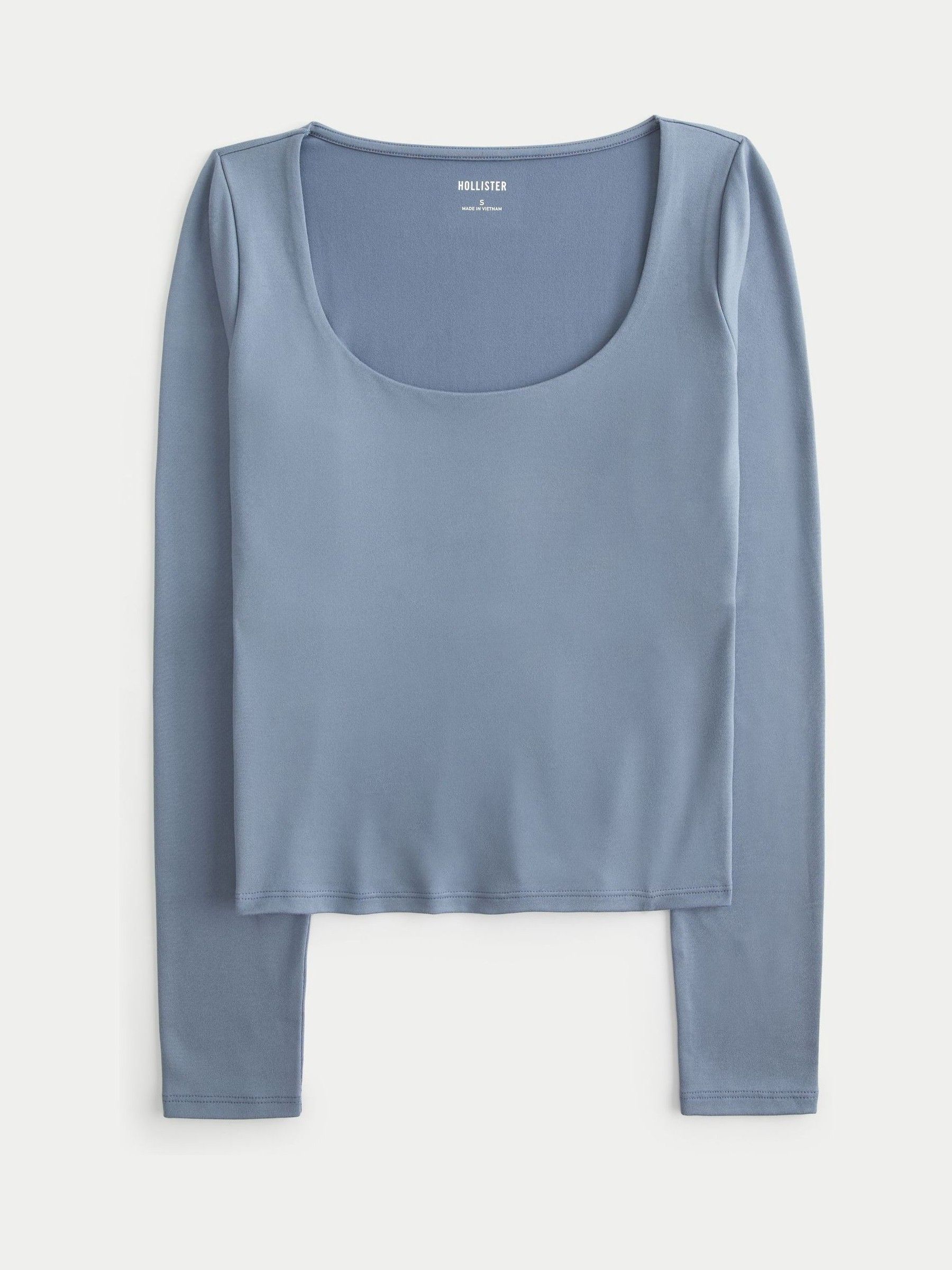 Buy Hollister Blue Basic Scoop Neck Long Sleeve T-Shirt from the