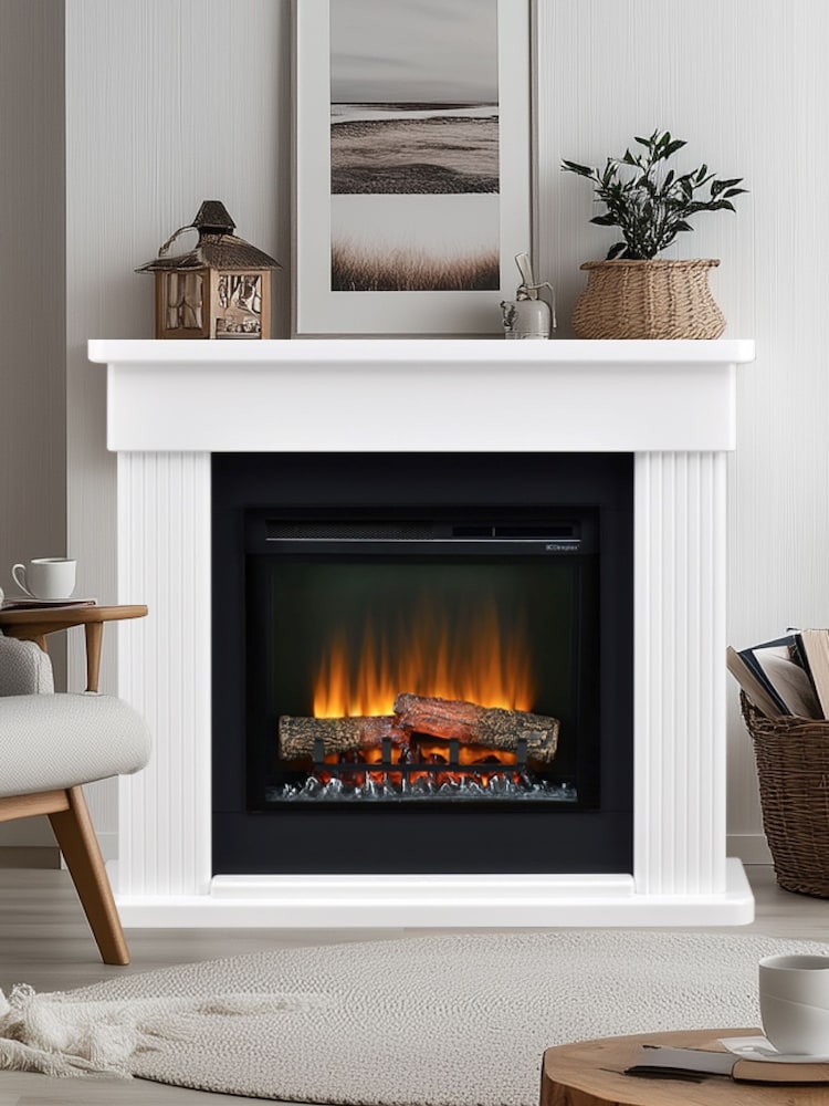 Dimplex White Portland Optiflame Electric Fireplace Suite - Image 1 of 6 Dimplex White Portland Optiflame Electric Fireplace Suite - Image 1 of 6