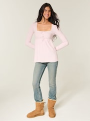 Hollister Babydoll Square Neck Long Sleeve Top - Image 3 of 4