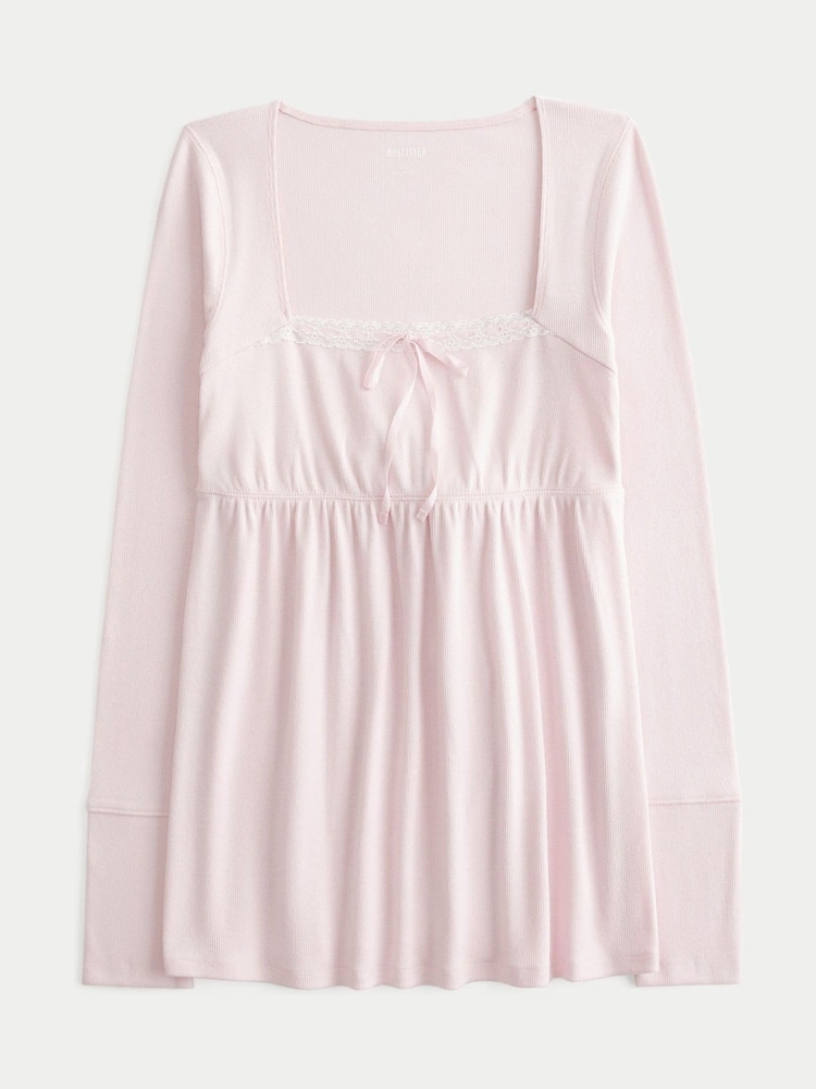 Hollister Babydoll Square Neck Long Sleeve Top - Image 4 of 4