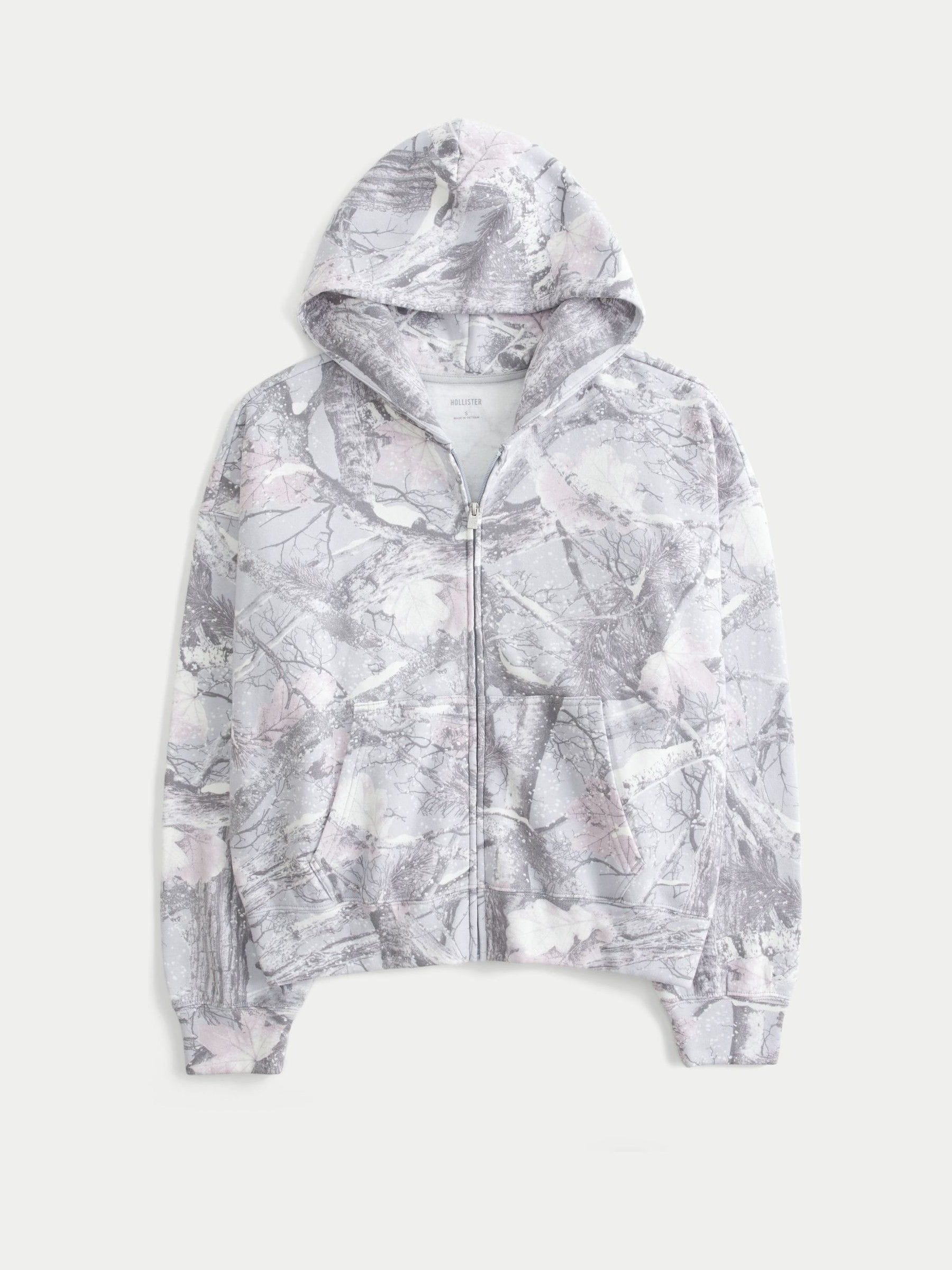 Buy Hollister Grey Camo Print Zip-Through Hoodie from Next USA