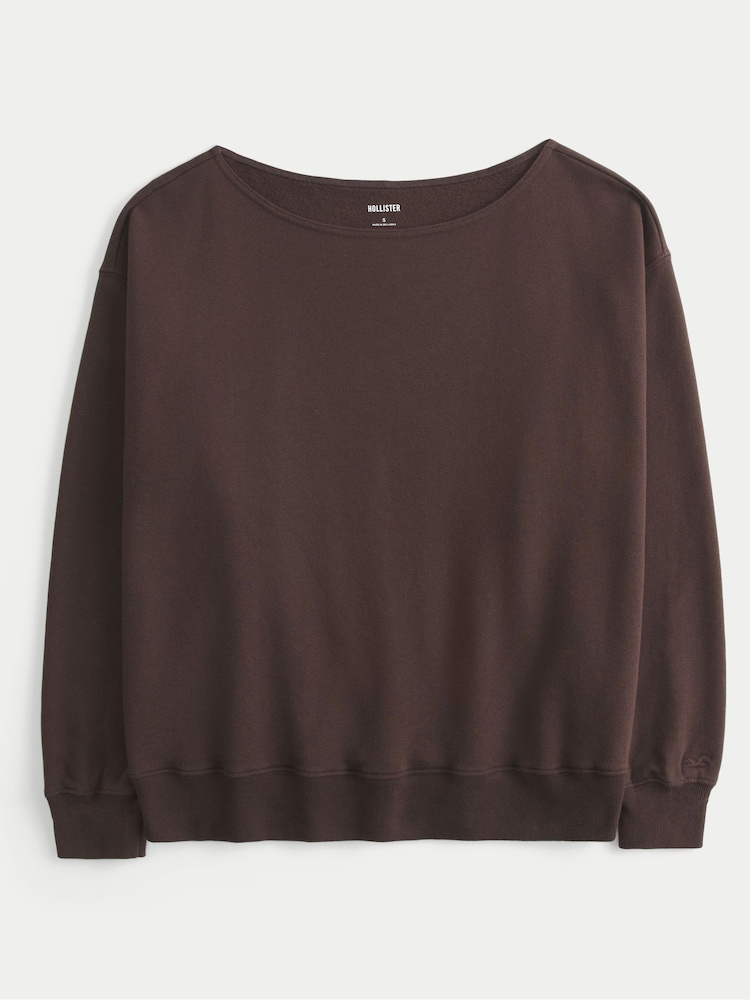 Hollister Brown One Shoulder Sweatshirt - Image 3 of 3 Hollister Brown One Shoulder Sweatshirt - Image 3 of 3