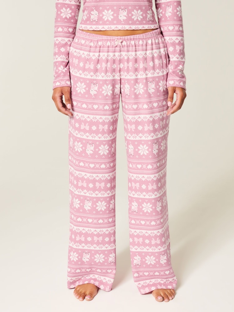 Hollister Christmas Fairisle Cozy Long Sleeve Pyjama Bottoms - Image 2 of 4 Hollister Christmas Fairisle Cozy Long Sleeve Pyjama Bottoms - Image 2 of 4