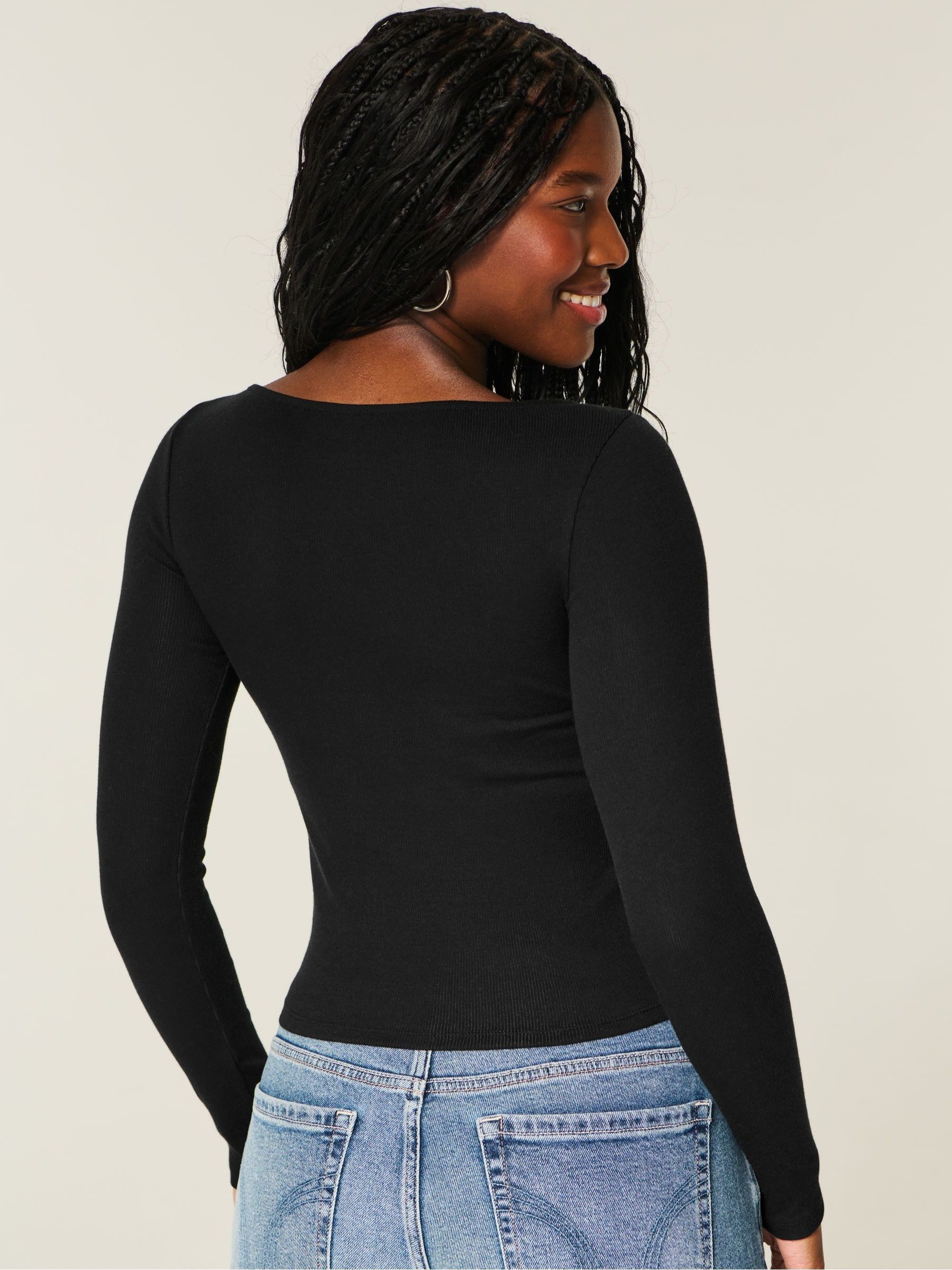 Buy Hollister Slash Neck Long Sleeve Top from Next USA