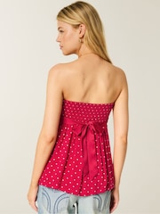 Roșu - Hollister Strapless Babydoll Top - Imaginea 2 din 4