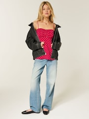 Roșu - Hollister Strapless Babydoll Top - Imaginea 3 din 4