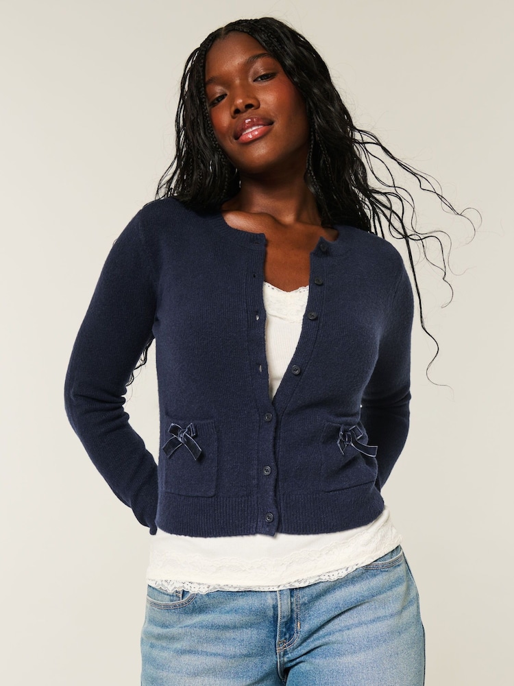Hollister Cosy Crewneck Cardigan - Image 1 of 5 Hollister Cosy Crewneck Cardigan - Image 1 of 5