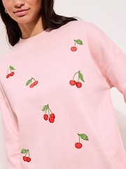Friends Like These Pink Cherry Embroidered Graphic Sweatshirt - Image 4 of 5