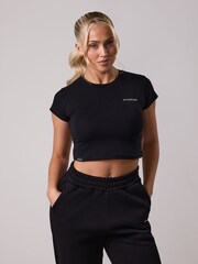Gym King Black 365 Crop Jersey T-Shirt - Image 1 of 4