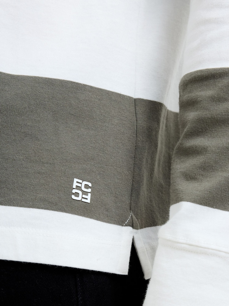 French Connection Green Cotton Striped Rugby-Style Long Sleeve Polo Shirt - Image 4 of 4 French Connection Green Cotton Striped Rugby-Style Long Sleeve Polo Shirt - Image 4 of 4