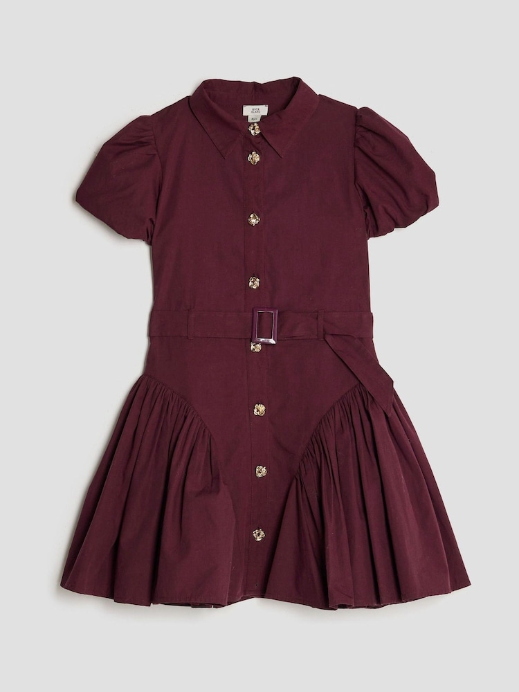 River Island Purple Puff Sleeve Prom Shirt Dress - Image 1 of 4