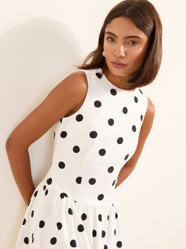 Friends Like These White Polka Dot Sculpting Stretch Drop Waist Dress - Image 2 of 4