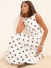 Friends Like These White Polka Dot Sculpting Stretch Drop Waist Dress - Image 3 of 4