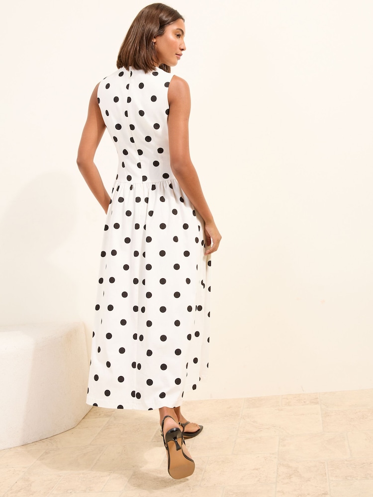 Friends Like These White Polka Dot Sculpting Stretch Drop Waist Dress - Image 4 of 4