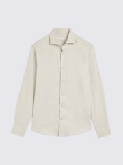 MOSS Oatmeal Brushed Melange Cotton Shirt - Image 4 of 4
