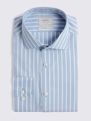 MOSS Tailored Fit Blue Wide Stripe Non Iron Shirt - Image 3 of 3