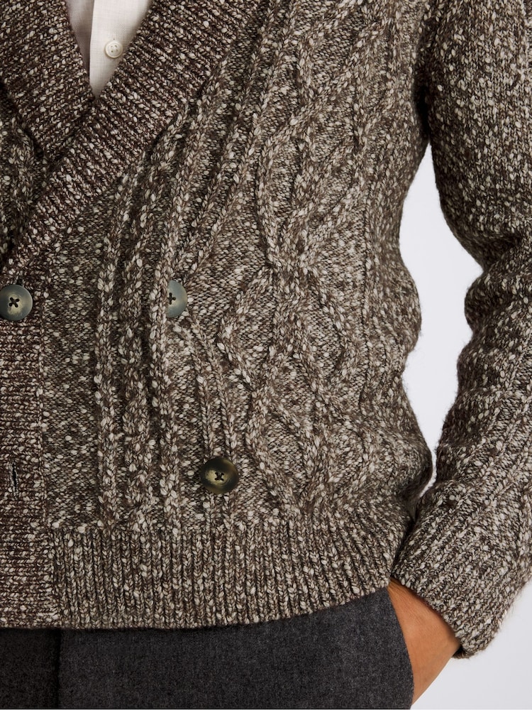 MOSS Brown Textured Shawl Collar Cardigan - Image 4 of 4
