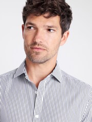 MOSS Slim Fit Navy Blue Stripe Non Iron Shirt - Image 2 of 3