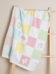 JoJo Maman Bébé Pink Woodland Checkerboard Embroidered Shawl - Image 1 of 5