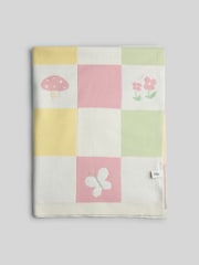 JoJo Maman Bébé Pink Woodland Checkerboard Embroidered Shawl - Image 3 of 5