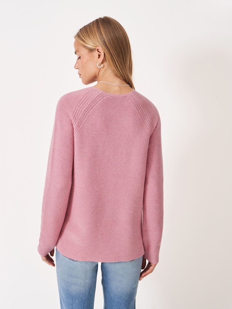 Crew Clothing Pink Harmony Button Neck Jumper - Image 2 of 5 Crew Clothing Pink Harmony Button Neck Jumper - Image 2 of 5
