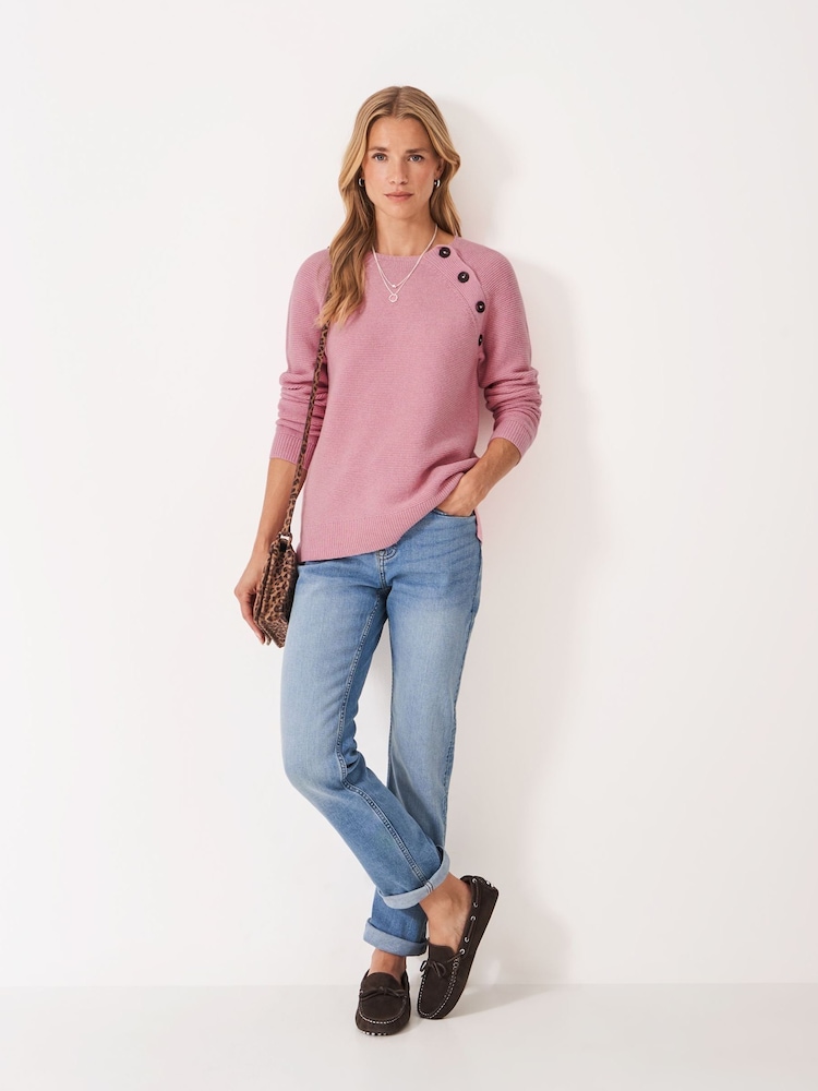 Pull court rose poudré manches longues col V - La Fée Maraboutée Pull court rose poudré manches longues col V - La Fée Maraboutée