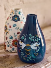 FatFace Set of 2 Yellow/White Ditsy Bee Bud Vases - Image 3 of 4