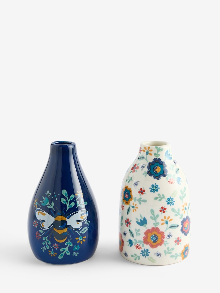FatFace Set of 2 Yellow/White Ditsy Bee Bud Vases - Image 4 of 4 FatFace Set of 2 Yellow/White Ditsy Bee Bud Vases - Image 4 of 4