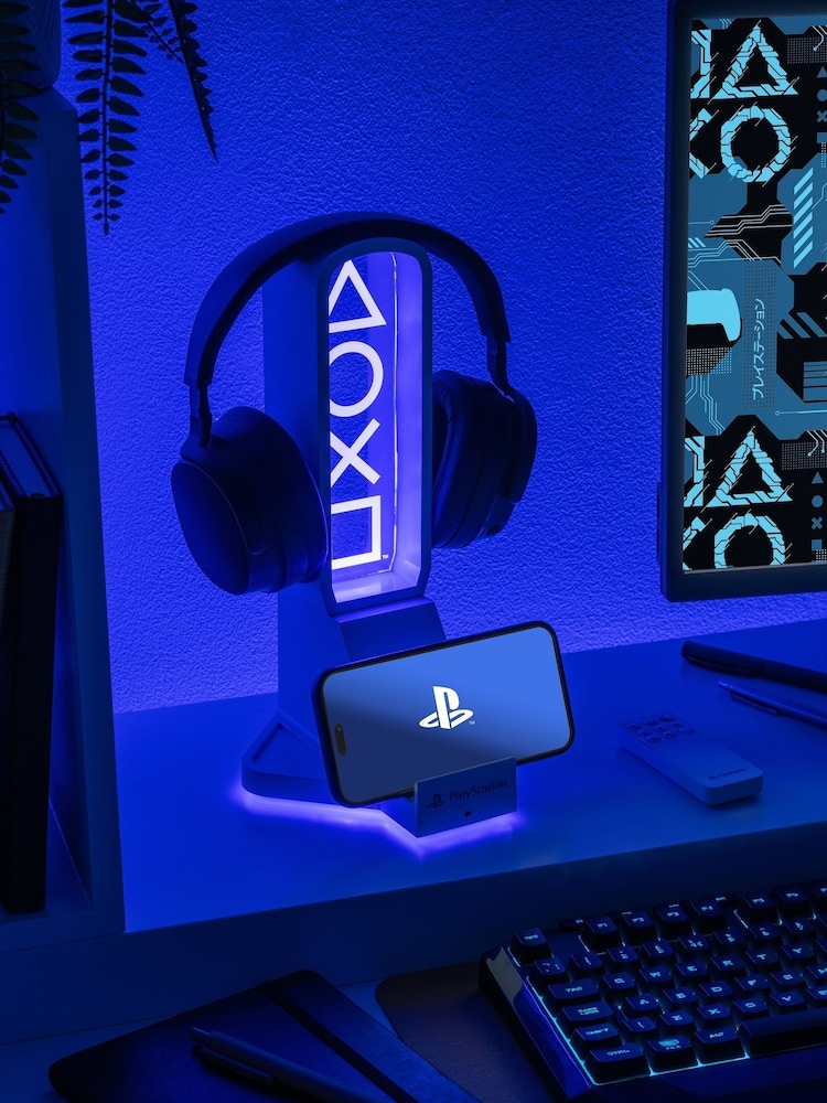 PlayStation White Desk Headphone Stand With Light - Image 2 of 6 PlayStation White Desk Headphone Stand With Light - Image 2 of 6