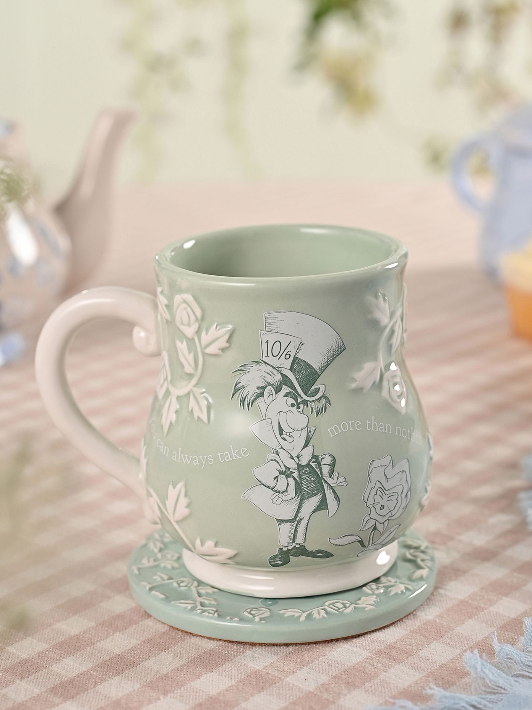 Disney Unisex Green Widdop Alice In Wonderland Embossed Mug Mad Hatter