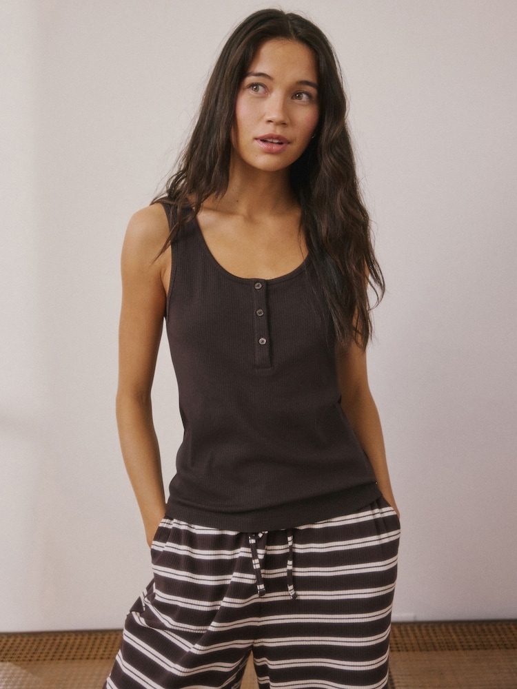 Blue/Brown Ribbed Vests 2 Pack - Image 1 of 6