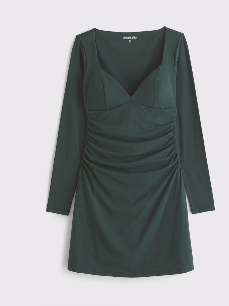 Abercrombie & Fitch Green Cotton Modal Long Sleeved Sweetheart Mini Dress - Image 1 of 1