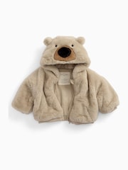 MORI Cream Bear Faux Fur Hooded Jacket - Image 2 of 3