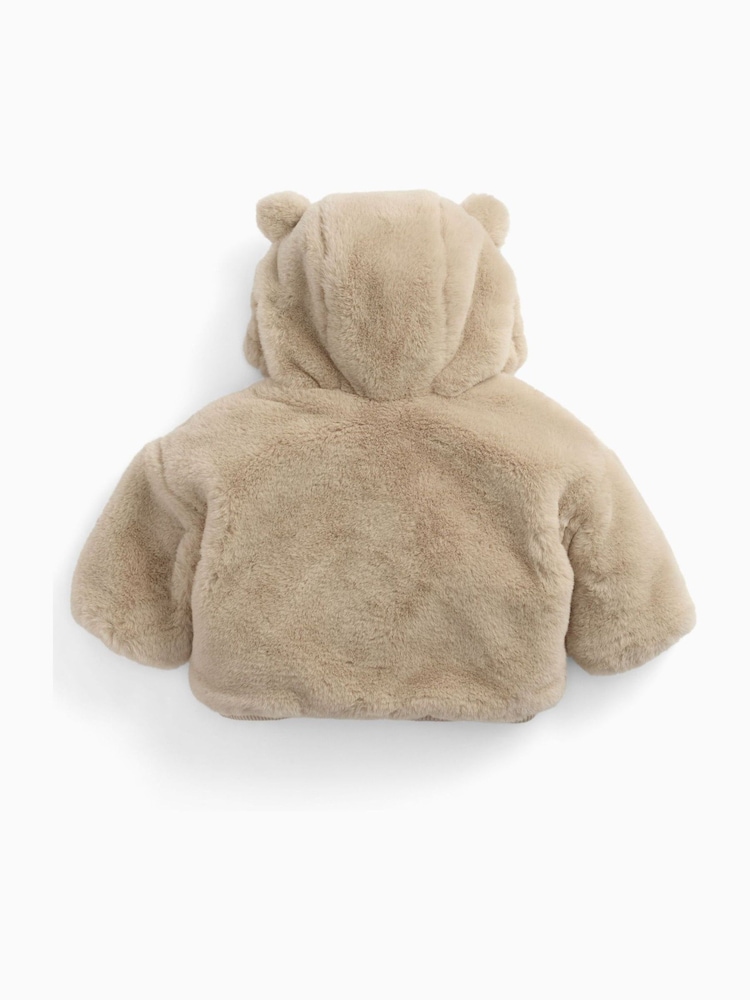 MORI Cream Bear Faux Fur Hooded Jacket - Image 3 of 3