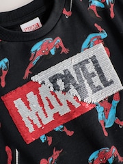 Juodas blizgutis - Spiderman marškinėliai trumpomis rankovėmis (3-16yrs) - 4 paveikslėlis iš 6