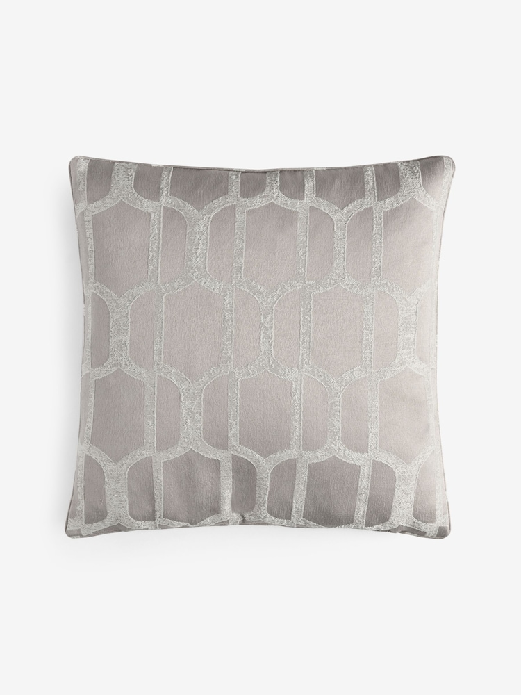 Natural 50 x 50cm Collection Luxe Evie Geometric Jacquard Cushion - Image 4 of 4