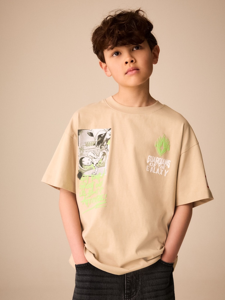 Stone Back Print Guardians Of The Galaxy Groot T-Shirt (3-16yrs) - Image 1 of 4 Stone Back Print Guardians Of The Galaxy Groot T-Shirt (3-16yrs) - Image 1 of 4