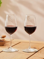 Personalised Couple's Heart Crystal Red Wine Glasses - Image 1 of 3
