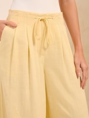 Friends Like These X Lucy Mecklenburgh Yellow Super Wide Leg Trousers with Linen - Image 4 of 5