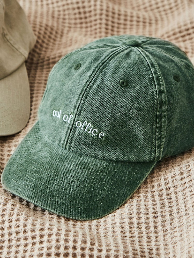 Personalised Out Of Office Cap in Forest Green by Made Yours - Image 1 of 3 Personalised Out Of Office Cap in Forest Green by Made Yours - Image 1 of 3