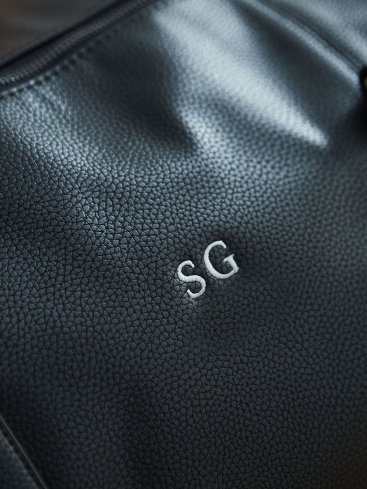 Personalised Black Embroidered PU Weekend Holdall Bag by Made Yours - Image 4 of 4 Personalised Black Embroidered PU Weekend Holdall Bag by Made Yours - Image 4 of 4