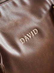 Personalised Tan Embroidered PU Weekend Holdall Bag - Image 3 of 3