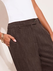 Friends Like These Chocolate Brown Petite Wide Leg Trousers with Linen - Image 3 of 4