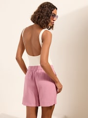 Friends Like These Pink Tailored Shorts with Linen - Image 4 of 4