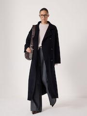 Hush Blue Pure Wool Double Faced Belted Coat - Image 1 of 7