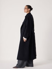 Hush Blue Pure Wool Double Faced Belted Coat - Image 2 of 7