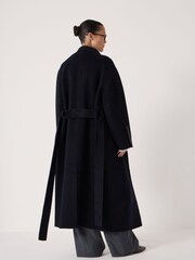 Hush Blue Pure Wool Double Faced Belted Coat - Image 4 of 7